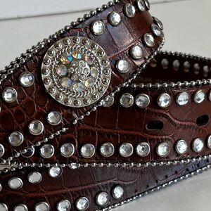 Blazin Roxx Brown and Silver Studded Belt